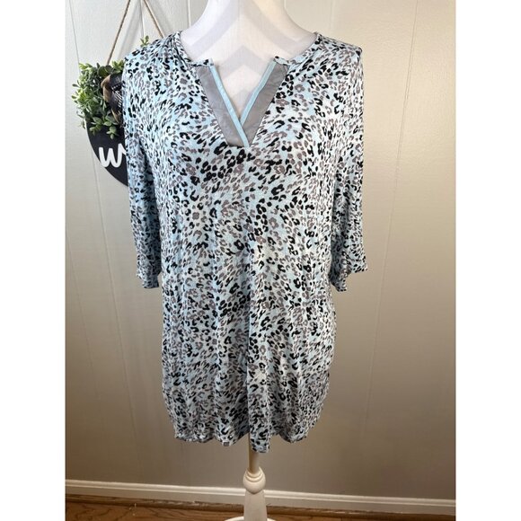 Nicole By Nicole Miller Womens Animal Print Blouse M - Picture 2 of 6